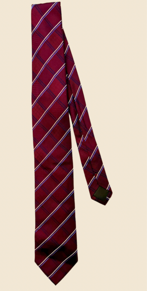 Cravatta Eterna – Bordeaux con Righe Diagonali Bianco e Blu Lavanda | Classico Business