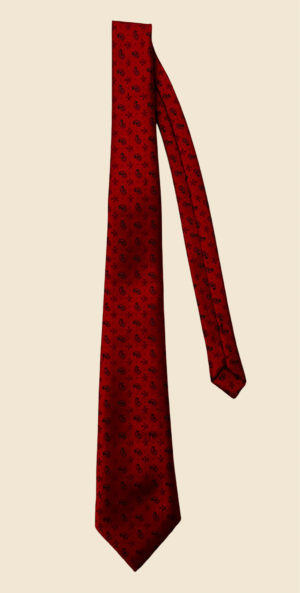 Cravatta Schröking – Rosso Bordeaux con Micro Pattern Fleur-de-Lis e Paisley Tono su Tono | Made in Austria